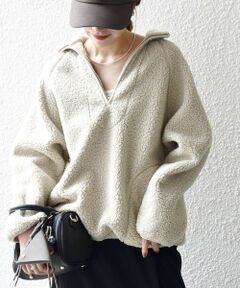 SHIPS / シップス カットソー | 《一部追加予約》SHIPS any:〈洗濯機可能〉ボア フリース ハーフジップ プルオーバー