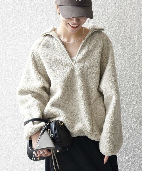 SHIPS / シップス カットソー | 《一部追加予約》SHIPS any:〈洗濯機可能〉ボア フリース ハーフジップ プルオーバー | 詳細16