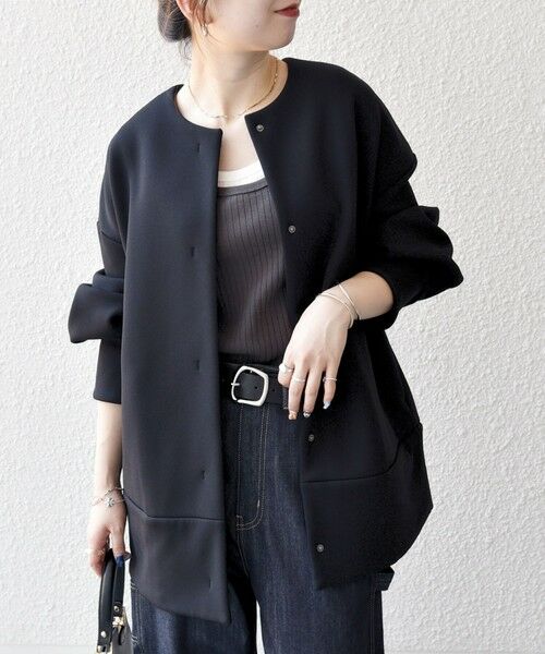 SHIPS / シップス ノーカラージャケット | 【WEB限定】SHIPS any:〈洗濯機可能〉ダンボール コクーン ノーカラー コート | 詳細10