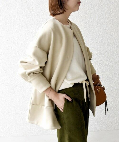 SHIPS / シップス ノーカラージャケット | 【WEB限定】SHIPS any:〈洗濯機可能〉ダンボール コクーン ノーカラー コート | 詳細17