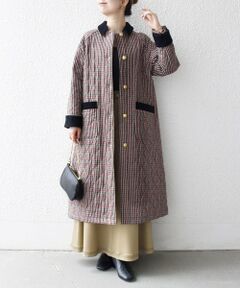 SHIPS / シップス ステンカラーコート | SHIPS any: キルティング チェック ステンカラー Aライン ロング コート