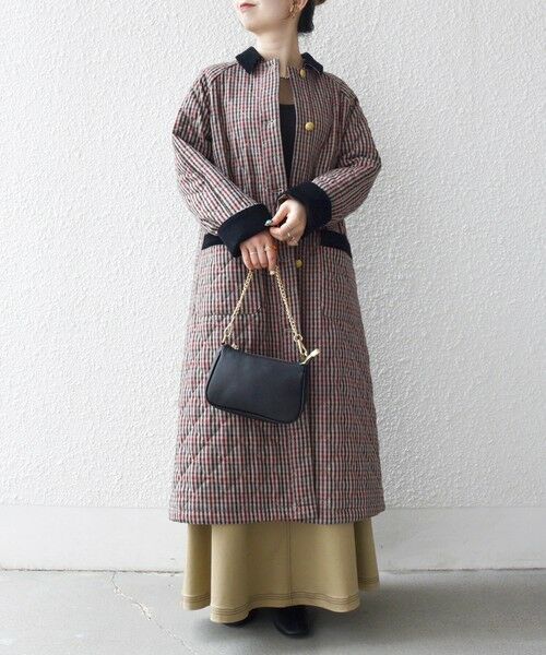 SHIPS / シップス ステンカラーコート | SHIPS any: キルティング チェック ステンカラー Aライン ロング コート | 詳細2