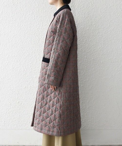 SHIPS / シップス ステンカラーコート | SHIPS any: キルティング チェック ステンカラー Aライン ロング コート | 詳細20