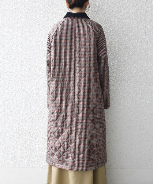 SHIPS / シップス ステンカラーコート | SHIPS any: キルティング チェック ステンカラー Aライン ロング コート | 詳細21