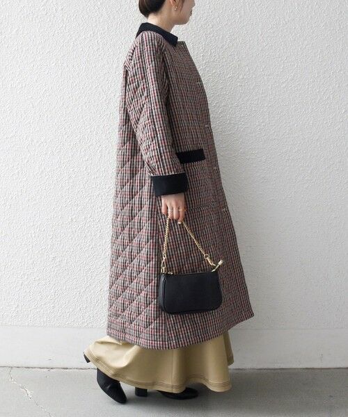 SHIPS / シップス ステンカラーコート | SHIPS any: キルティング チェック ステンカラー Aライン ロング コート | 詳細4