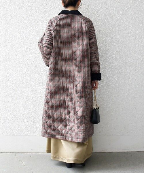 SHIPS / シップス ステンカラーコート | SHIPS any: キルティング チェック ステンカラー Aライン ロング コート | 詳細5