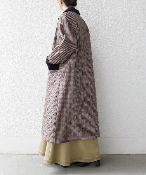 SHIPS / シップス ステンカラーコート | SHIPS any: キルティング チェック ステンカラー Aライン ロング コート | 詳細6