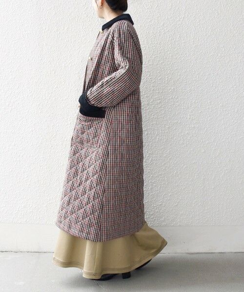 SHIPS / シップス ステンカラーコート | SHIPS any: キルティング チェック ステンカラー Aライン ロング コート | 詳細7