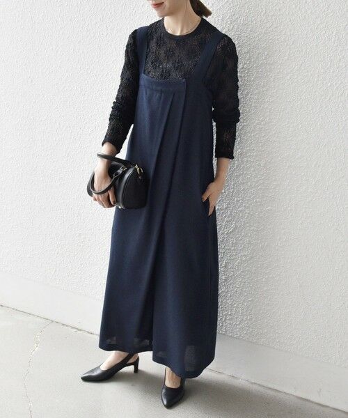 SHIPS / シップス サロペット・オールインワン | SHIPS any:〈洗濯機可能〉ツイード ライク サロペット［NAVY BLUE］ | 詳細27