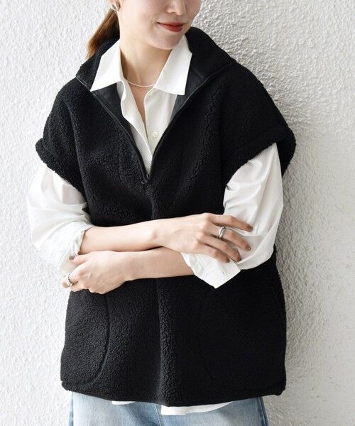 SHIPS / シップス ダウンジャケット・ベスト | SHIPS any:〈洗濯機可能〉ボア フリース スタンド ベスト | 詳細11