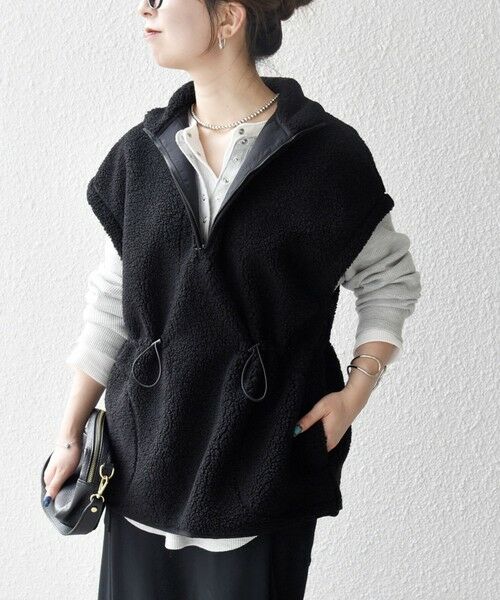 SHIPS any:〈洗濯機可能〉ボア フリース スタンド ベスト