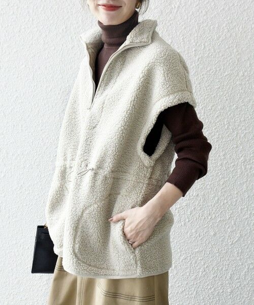 SHIPS any:〈洗濯機可能〉ボア フリース スタンド ベスト