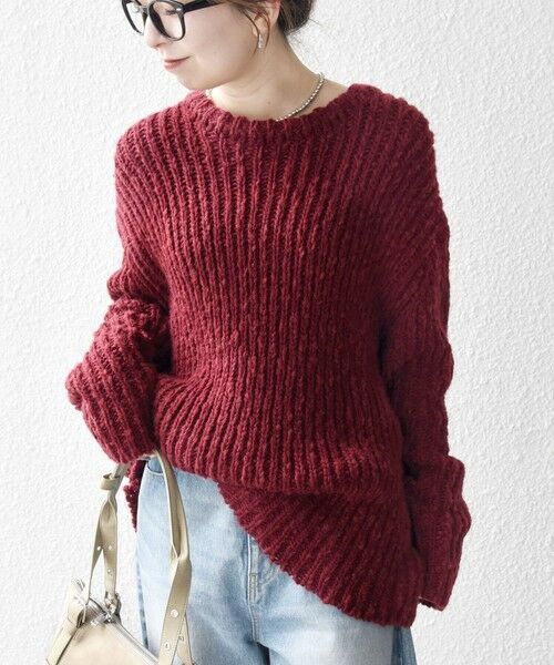 SHIPS for women/シップスウィメン SHIPS any:〈手洗い可能〉ロービング ルーズ ニット プルオーバー ワイン ONE SIZE SHIPS for women/シップスウィメン SHIPS any:〈手洗い可能〉ロービング ルーズ ニット プルオーバー ワイン ONE SIZE
