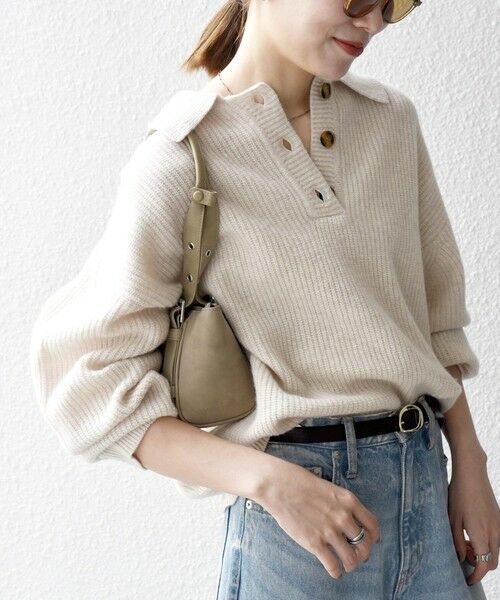 SHIPS / シップス ニット・セーター | 《一部追加予約》SHIPS any:〈手洗い可能〉AQUA カシミヤ ミックス ポロ ニット | 詳細4