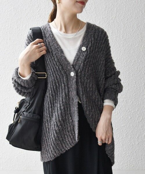 SHIPS / シップス カーディガン・ボレロ | SHIPS any:〈手洗い可能〉ロービング ルーズ Vネック ニット カーディガン | 詳細3