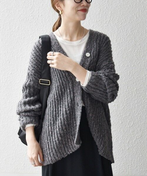 SHIPS / シップス カーディガン・ボレロ | SHIPS any:〈手洗い可能〉ロービング ルーズ Vネック ニット カーディガン | 詳細4