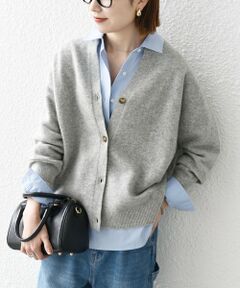 SHIPS any:〈手洗い可能〉AQUA カシミヤ ミックス スキッパー カーディガン