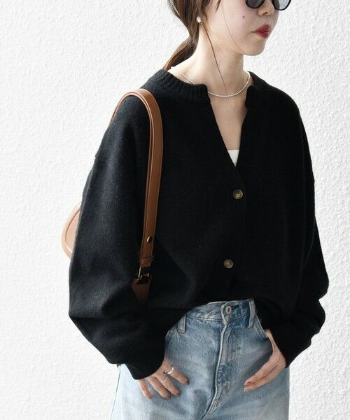 SHIPS any:〈手洗い可能〉AQUA カシミヤ ミックス スキッパー