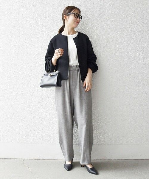 SHIPS / シップス ノーカラージャケット | SHIPS any:〈洗濯機可能〉ダブルクロス ノーカラー ジップ ブルゾン［NAVY BLUE］ | 詳細1