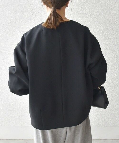 SHIPS / シップス ノーカラージャケット | SHIPS any:〈洗濯機可能〉ダブルクロス ノーカラー ジップ ブルゾン［NAVY BLUE］ | 詳細6