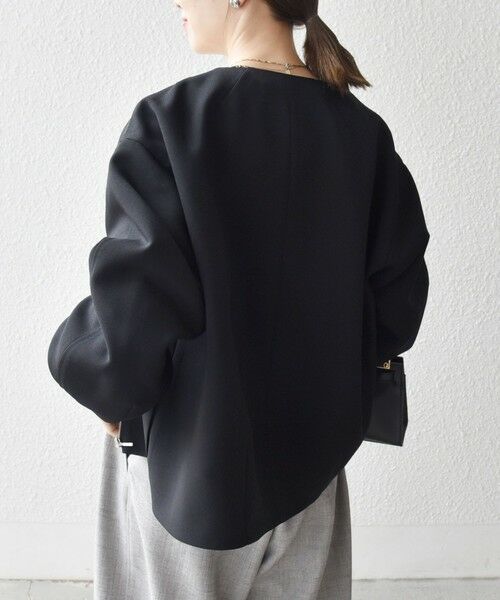 SHIPS / シップス ノーカラージャケット | SHIPS any:〈洗濯機可能〉ダブルクロス ノーカラー ジップ ブルゾン［NAVY BLUE］ | 詳細7