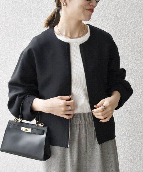 SHIPS / シップス ノーカラージャケット | SHIPS any:〈洗濯機可能〉ダブルクロス ノーカラー ジップ ブルゾン［NAVY BLUE］ | 詳細9