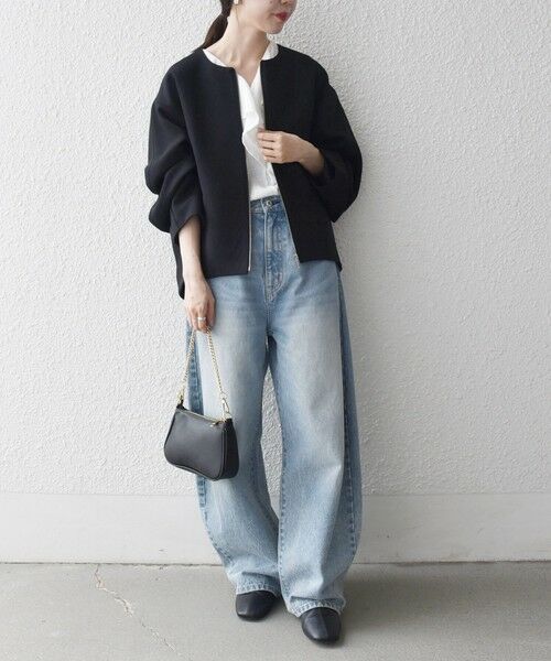 SHIPS / シップス ノーカラージャケット | SHIPS any:〈洗濯機可能〉ダブルクロス ノーカラー ジップ ブルゾン［NAVY BLUE］ | 詳細10