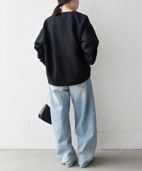 SHIPS / シップス ノーカラージャケット | SHIPS any:〈洗濯機可能〉ダブルクロス ノーカラー ジップ ブルゾン［NAVY BLUE］ | 詳細11