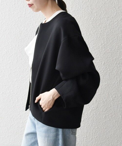 SHIPS / シップス ノーカラージャケット | SHIPS any:〈洗濯機可能〉ダブルクロス ノーカラー ジップ ブルゾン［NAVY BLUE］ | 詳細14