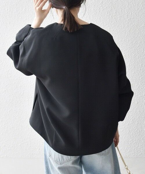 SHIPS / シップス ノーカラージャケット | SHIPS any:〈洗濯機可能〉ダブルクロス ノーカラー ジップ ブルゾン［NAVY BLUE］ | 詳細15