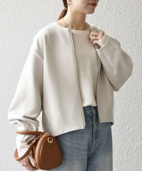 SHIPS / シップス ノーカラージャケット | SHIPS any:〈洗濯機可能〉ダブルクロス ノーカラー ジップ ブルゾン［NAVY BLUE］ | 詳細23