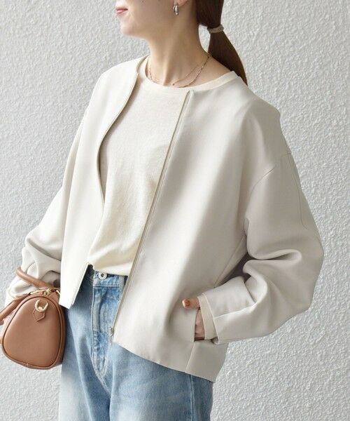 SHIPS / シップス ノーカラージャケット | SHIPS any:〈洗濯機可能〉ダブルクロス ノーカラー ジップ ブルゾン［NAVY BLUE］ | 詳細27