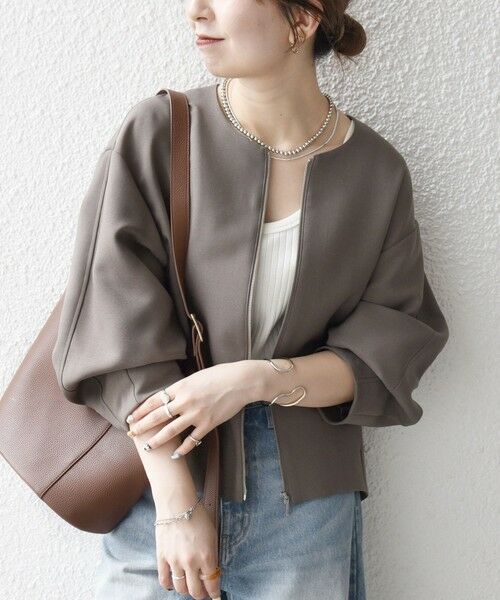 追加予約》SHIPS any:〈洗濯機可能〉ダブルクロス ノーカラー ジップ