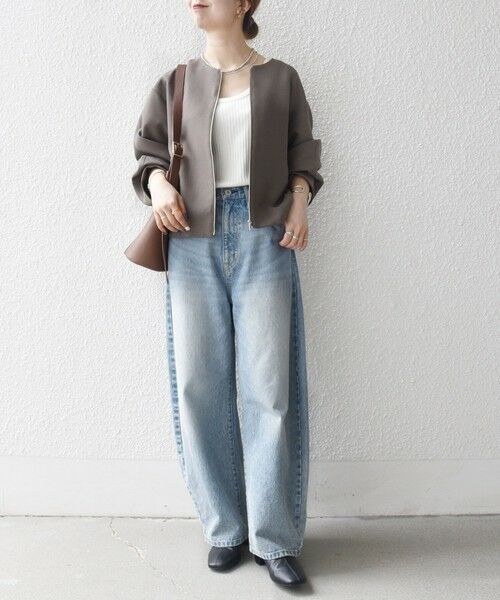 SHIPS / シップス ノーカラージャケット | SHIPS any:〈洗濯機可能〉ダブルクロス ノーカラー ジップ ブルゾン［NAVY BLUE］ | 詳細30