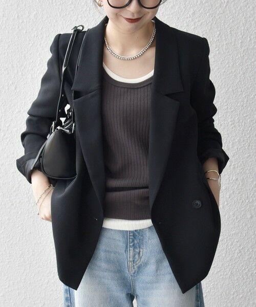 SHIPS / シップス テーラードジャケット | 《一部追加予約》SHIPS any:〈洗濯機可能〉ダブルクロス セミダブル ジャケット［NAVY BLUE］ | 詳細3