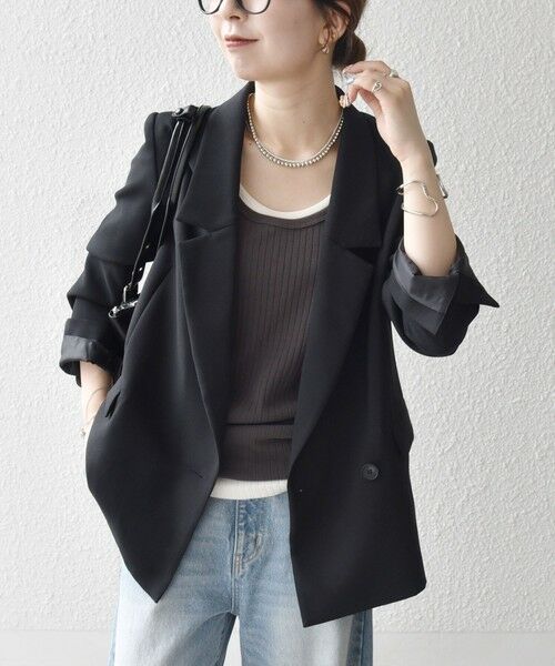 SHIPS / シップス テーラードジャケット | 《一部追加予約》SHIPS any:〈洗濯機可能〉ダブルクロス セミダブル ジャケット［NAVY BLUE］ | 詳細4