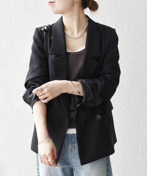 SHIPS / シップス テーラードジャケット | 《一部追加予約》SHIPS any:〈洗濯機可能〉ダブルクロス セミダブル ジャケット［NAVY BLUE］ | 詳細5