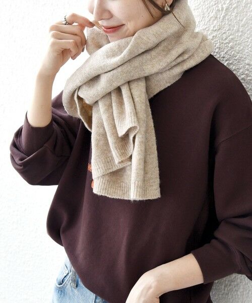 SHIPS for women/シップスウィメン SHIPS any:〈手洗い可能〉メランジ ニット ストール ベージュ ONE SIZE