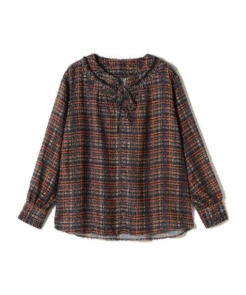 SHIPS for women/シップスウィメン SHIPS Colors:〈手洗い可能〉カット ジャカード チェック ブラウス オレンジ ONE SIZE SHIPS for women/シップスウィメン SHIPS Colors:〈手洗い可能〉カット ジャカード チェック ブラウス オレンジ ONE SIZE