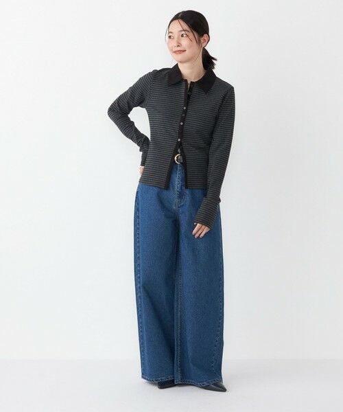 SHIPS / シップス カーディガン・ボレロ | SHIPS Colors:〈手洗い可能〉ボーダー リブ ポロ カーディガン | 詳細4