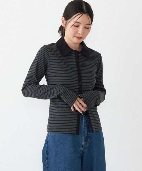 SHIPS / シップス カーディガン・ボレロ | SHIPS Colors:〈手洗い可能〉ボーダー リブ ポロ カーディガン | 詳細6