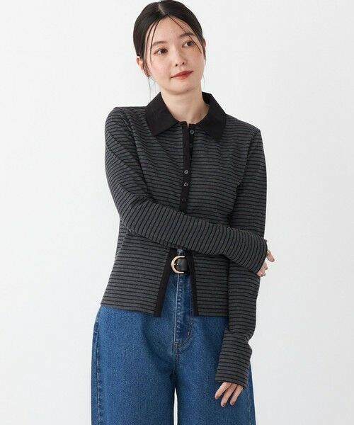 SHIPS / シップス カーディガン・ボレロ | SHIPS Colors:〈手洗い可能〉ボーダー リブ ポロ カーディガン | 詳細7