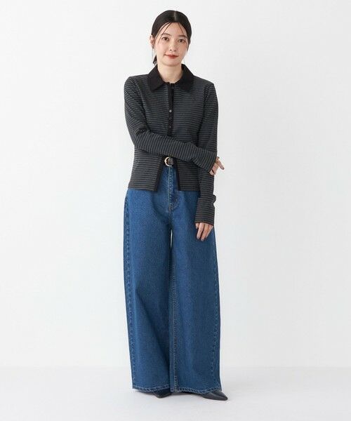 SHIPS / シップス カーディガン・ボレロ | SHIPS Colors:〈手洗い可能〉ボーダー リブ ポロ カーディガン | 詳細8