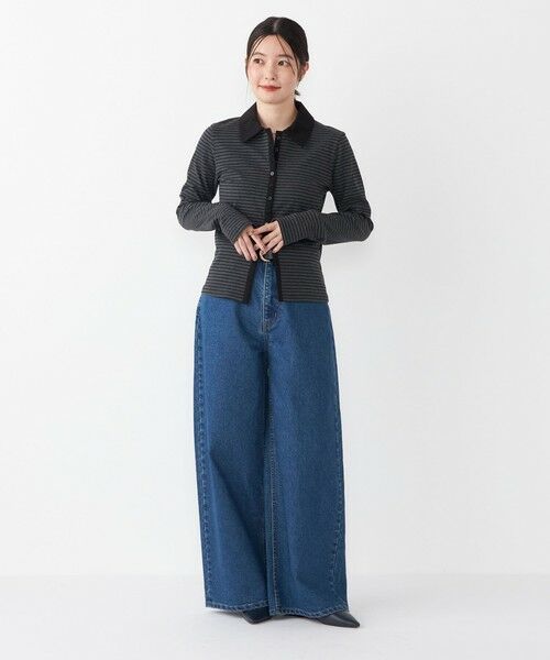 SHIPS / シップス カーディガン・ボレロ | SHIPS Colors:〈手洗い可能〉ボーダー リブ ポロ カーディガン | 詳細9