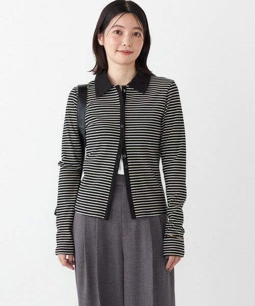 SHIPS / シップス カーディガン・ボレロ | SHIPS Colors:〈手洗い可能〉ボーダー リブ ポロ カーディガン | 詳細29