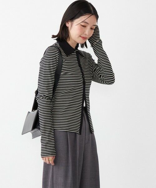 SHIPS / シップス カーディガン・ボレロ | SHIPS Colors:〈手洗い可能〉ボーダー リブ ポロ カーディガン | 詳細30