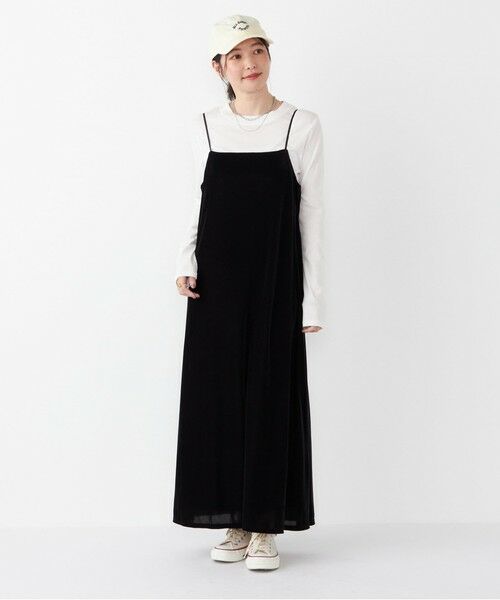SHIPS / シップス ロング・マキシ丈ワンピース | SHIPS Colors:〈手洗い可能〉ポリエステルベロア キャミ ワンピース | 詳細4