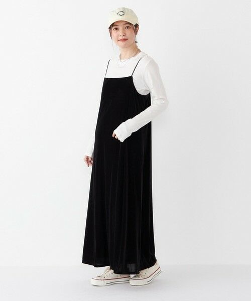 SHIPS / シップス ロング・マキシ丈ワンピース | SHIPS Colors:〈手洗い可能〉ポリエステルベロア キャミ ワンピース | 詳細5