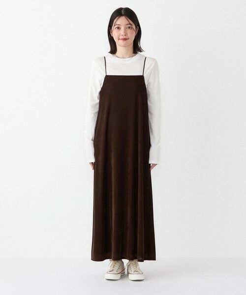 SHIPS / シップス ロング・マキシ丈ワンピース | SHIPS Colors:〈手洗い可能〉ポリエステルベロア キャミ ワンピース | 詳細17