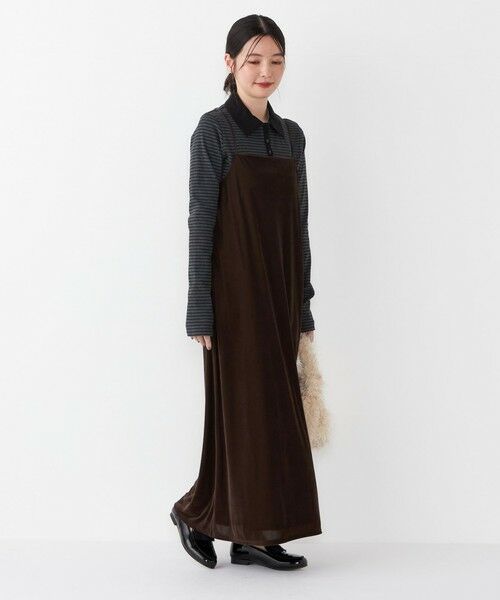 SHIPS / シップス ロング・マキシ丈ワンピース | SHIPS Colors:〈手洗い可能〉ポリエステルベロア キャミ ワンピース | 詳細23